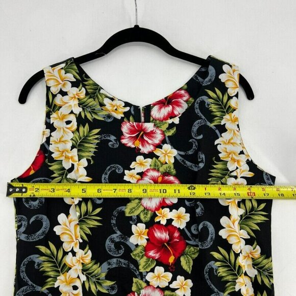 Two Palms Floral Hawaii Sleeveless Midi Ruffle Slit Dress Womens Size M - Picture 7 of 9